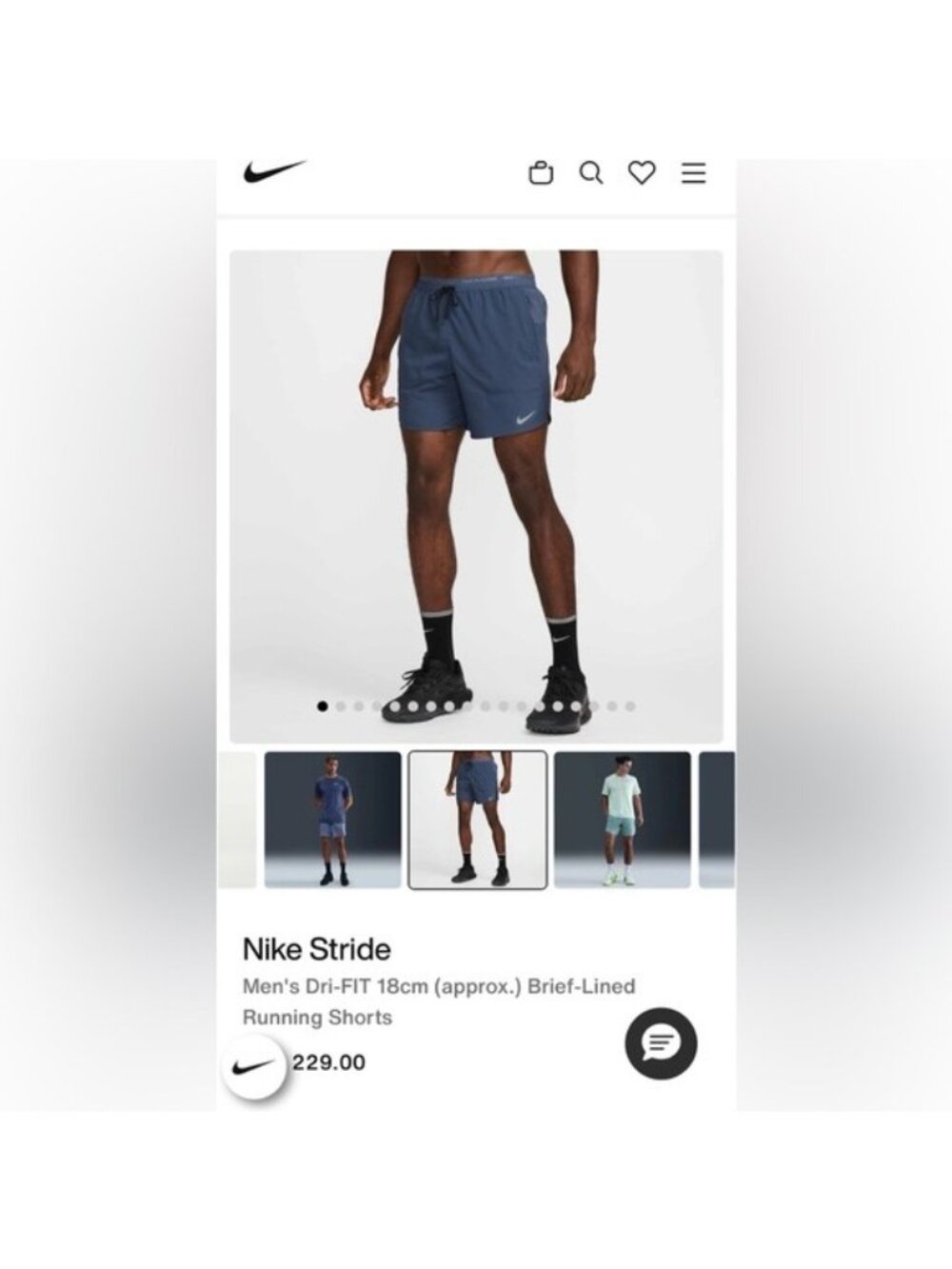 Nike Stride Men's Dri-FIT 18cm Running Shorts — Navy